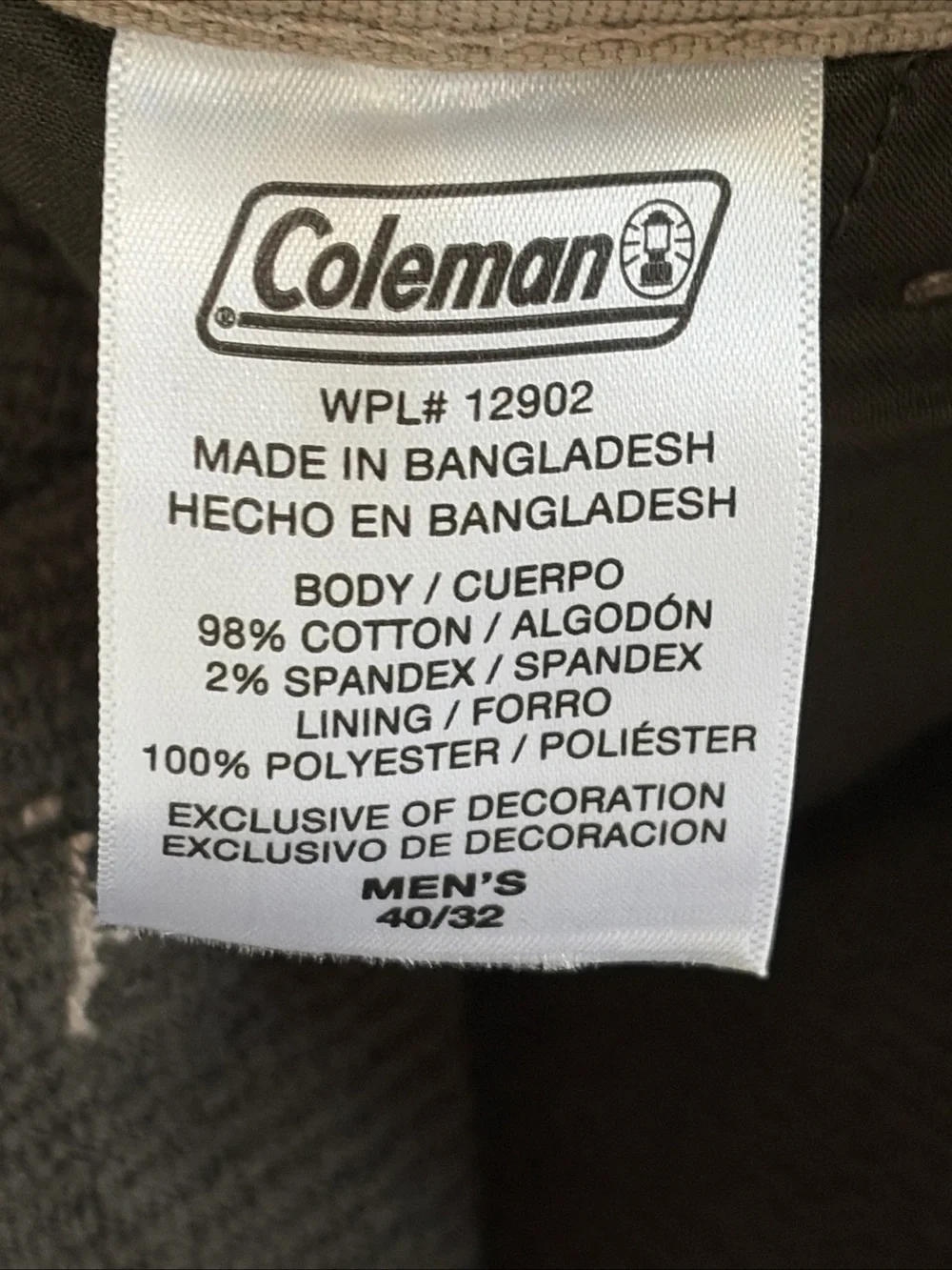 NWT Coleman Men's 40x32 Fleece Lined Tear Resistant Stretch Utility Pants $85